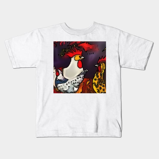 rooster gang Kids T-Shirt by Pipsilk